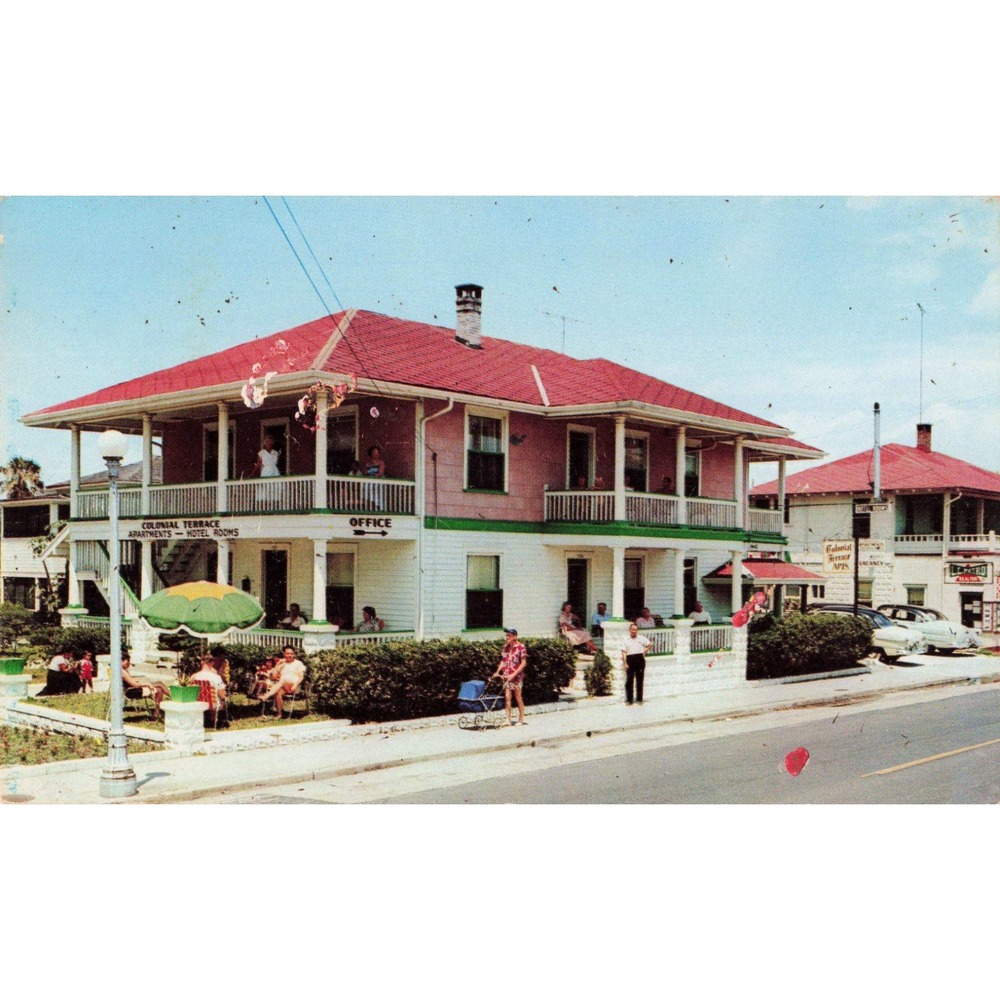 Vintage Colonial Terrace Apartments Daytona Beach Florida Postcard Dexter Press